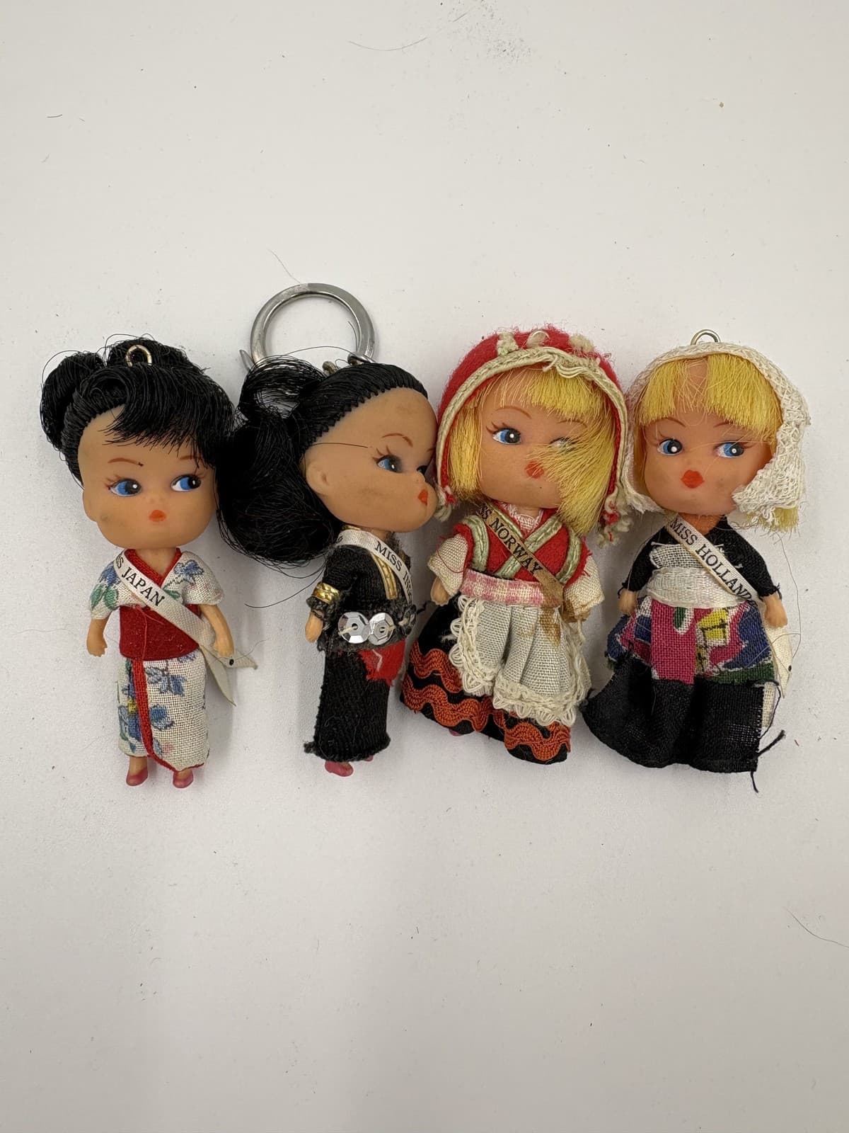 Lot of 4 Vintage Liddle Kiddle Miss World Beauty Pageant Mini Clone Keychains