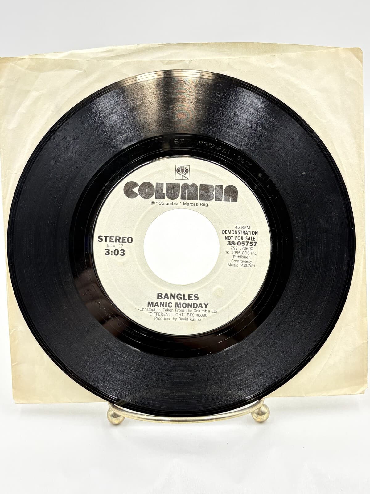 Bangles Manic Monday 1985 Columbia Promo 7" 45 RPM Vinyl 38-05757