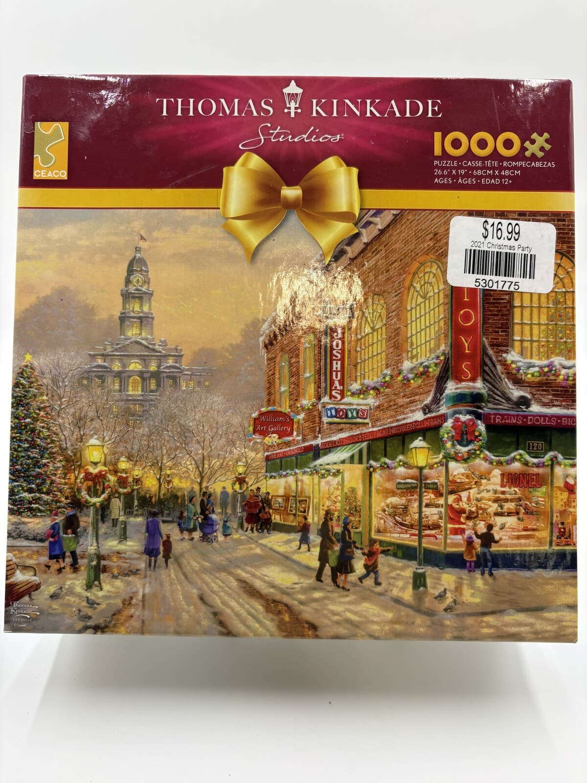 Ceaco Thomas Kinkade A Christmas Wish Lionel 1000 Piece Puzzle w/ Poster