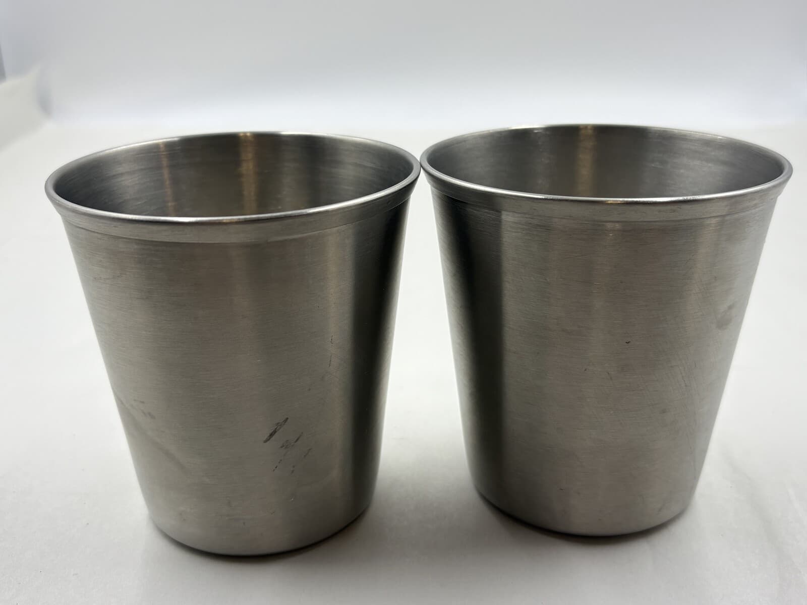 Set of 2 Stainless Steel Tumbler Cups Brushed Silver No Handles 4 in