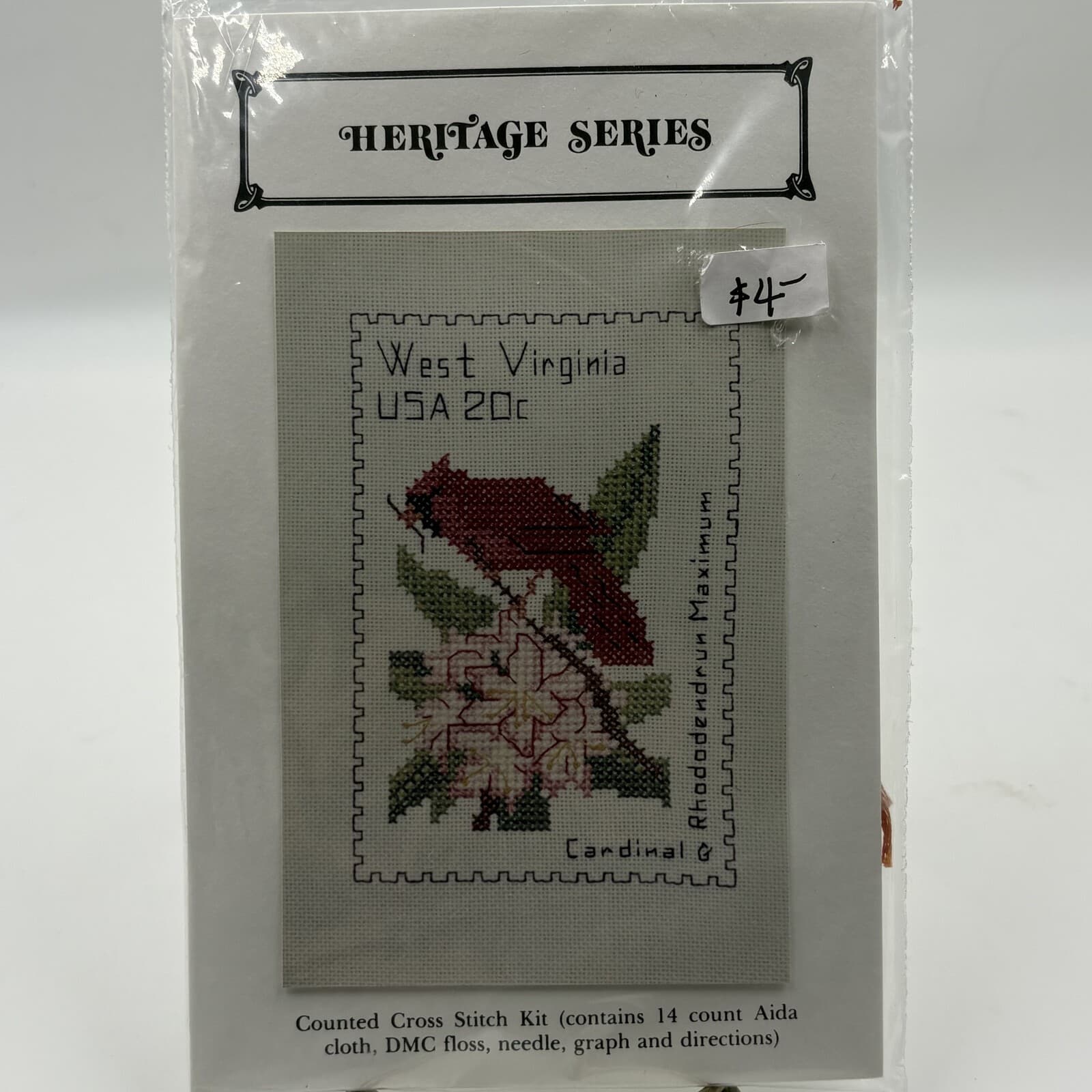 Heritage Series West Virginia Cardinal Rhododendron Cross Stitch Kit 14ct