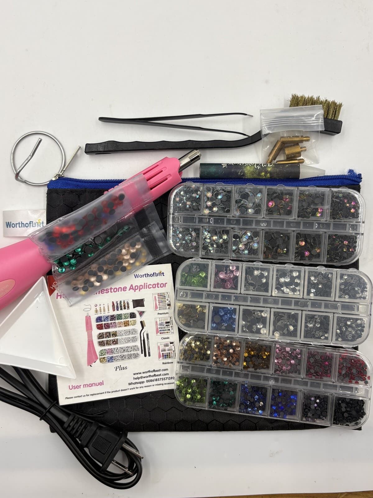 Worthofbest Hotfix Rhinestone Applicator Kit Plus Pink Wand 5000 Pcs