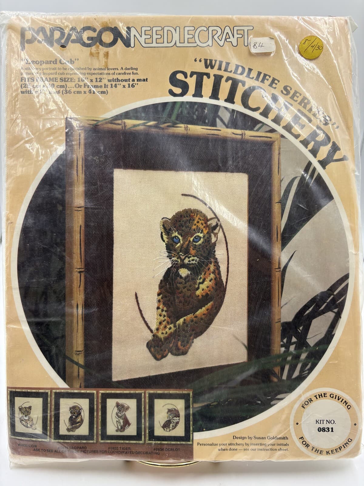 Vintage Paragon Leopard Cub Stitchery Kit 0831 Sealed Susan Goldsmith