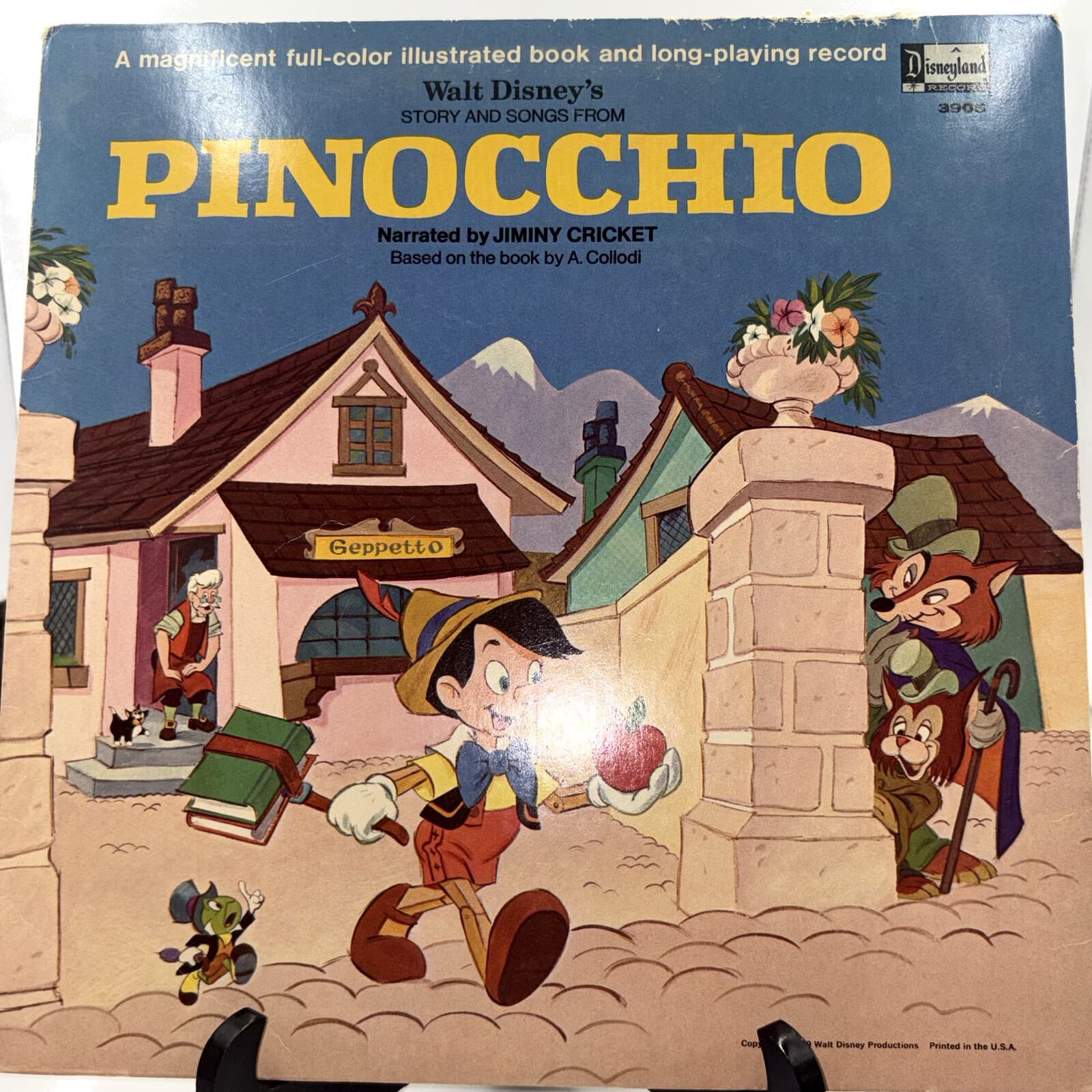 Walt Disney Pinocchio Story & Songs LP Book Disneyland 3905 1969