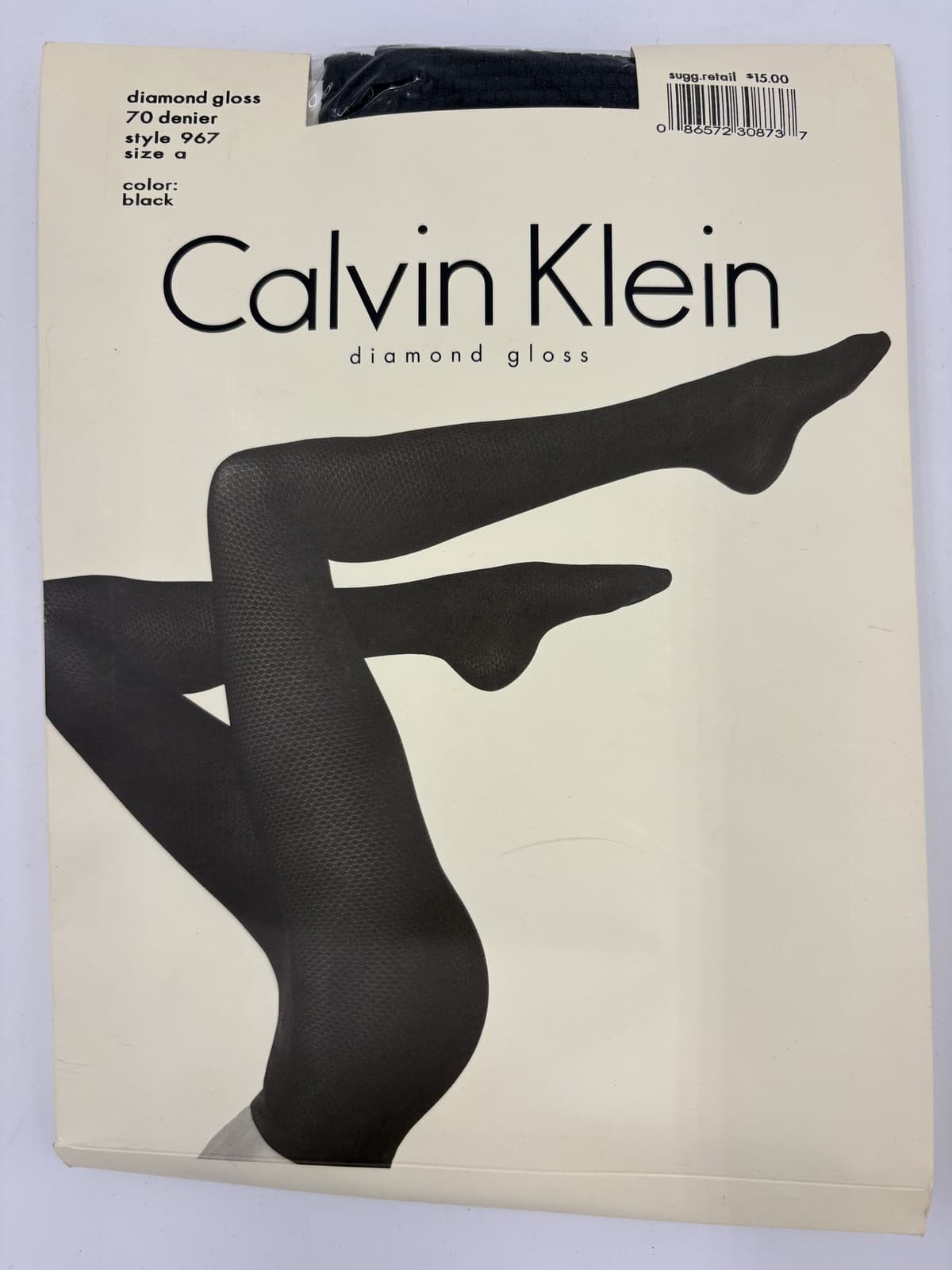 Calvin Klein Diamond Gloss Hosiery Tights Style 967 Size A Black Sealed NOS