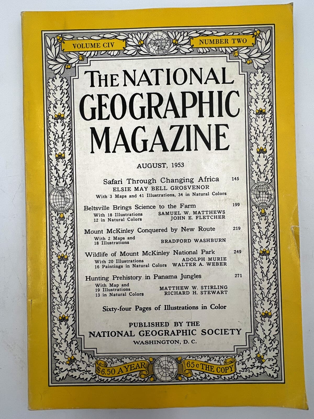 National Geographic Magazine August 1953 Vol CIV No 2 Safari Mt McKinley