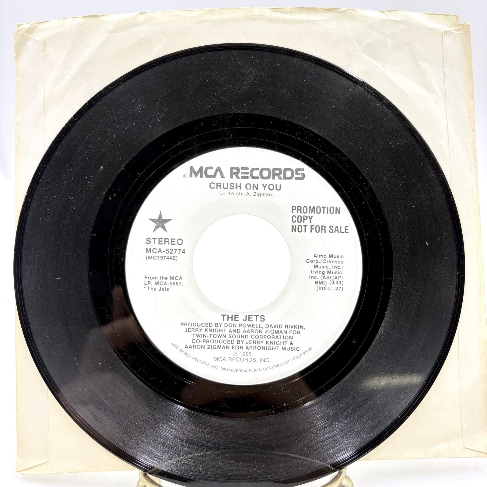 The Jets Crush On You 7" 45 RPM Promo MCA-52774 White Label