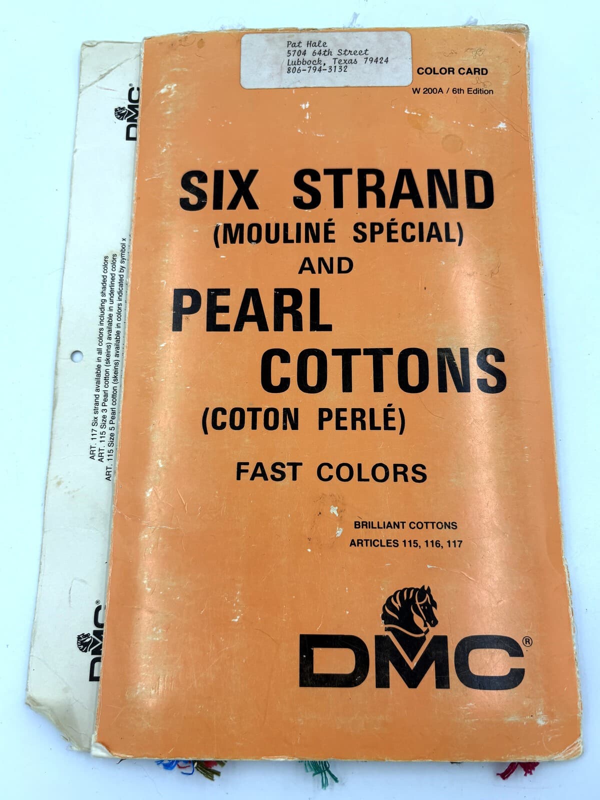 Vintage DMC W-200A 6th Ed Six Strand & Pearl Cotton Color Card