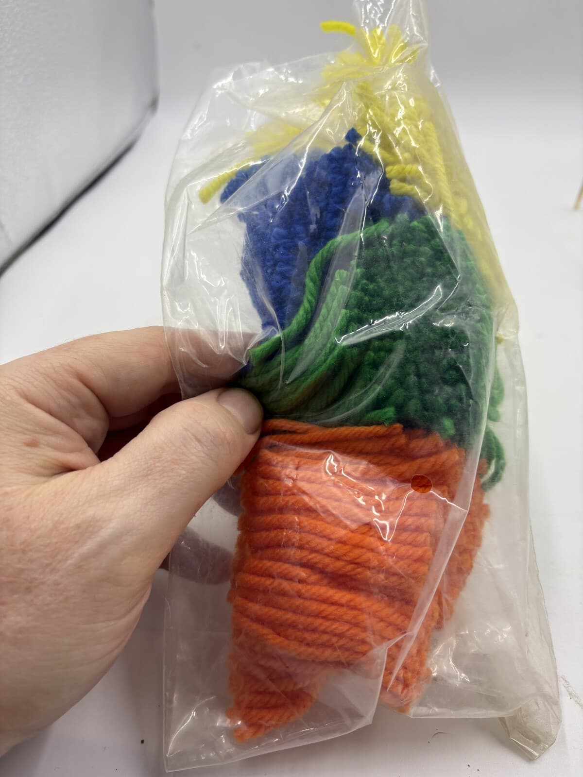 Assorted Pre-Cut Latch Hook Rug Yarn Lot Orange Green Yellow Blue