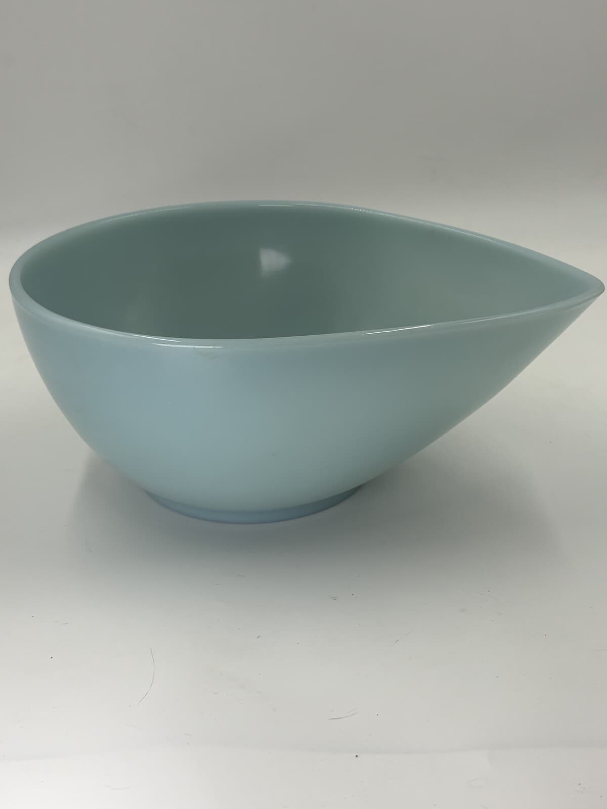 Vintage Fire-King Delphite Blue Swedish Modern Teardrop Mixing Bowl 9.5"
