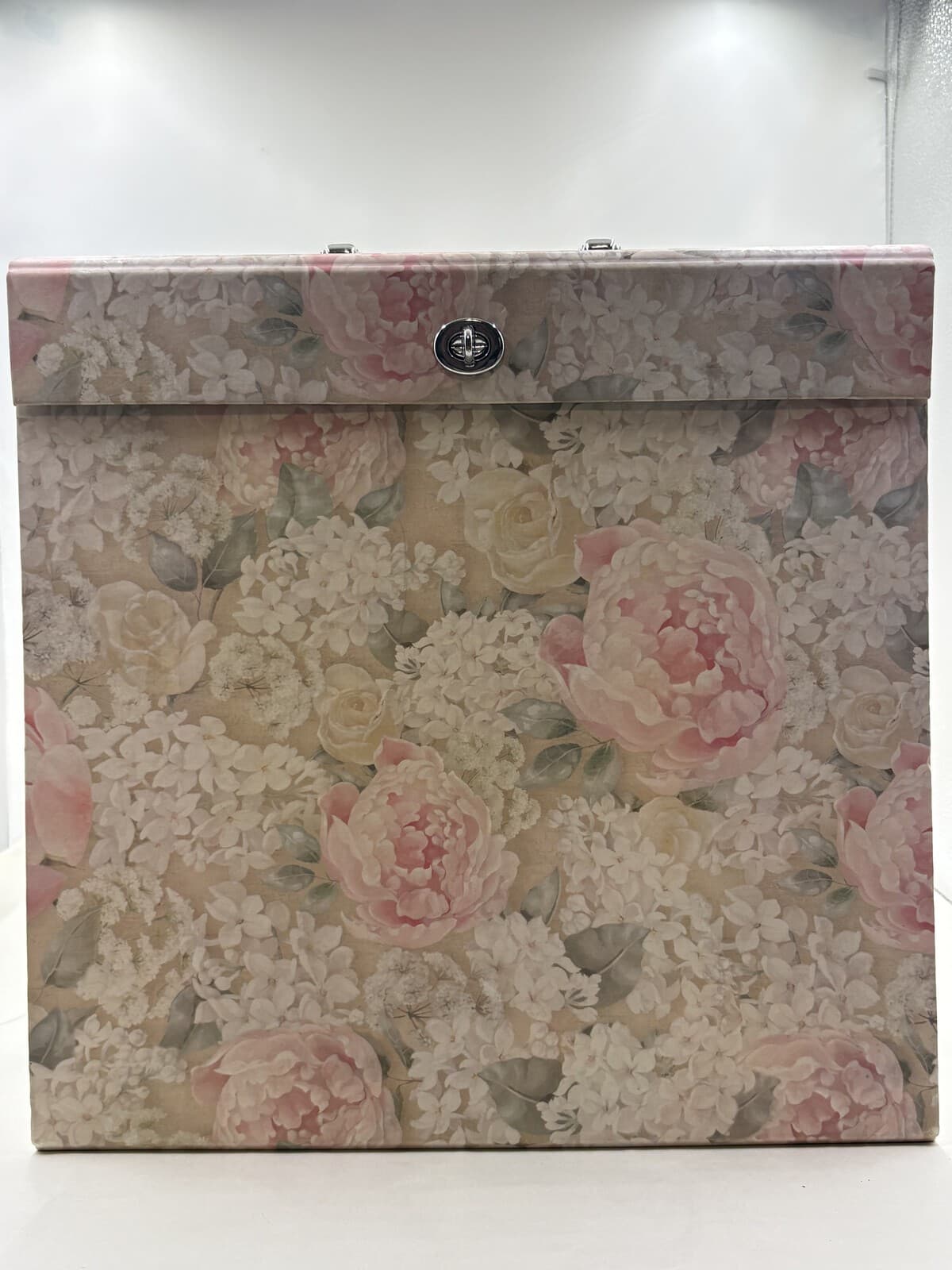 Floral Accordion File Organizer Box Handle 14 x 12 x 5
